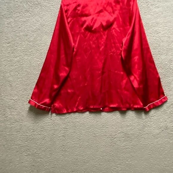 PINK Women’s Satin Pajama Top Button Up Long Sleeve Chest Pocket XL Red - Picture 12 of 12